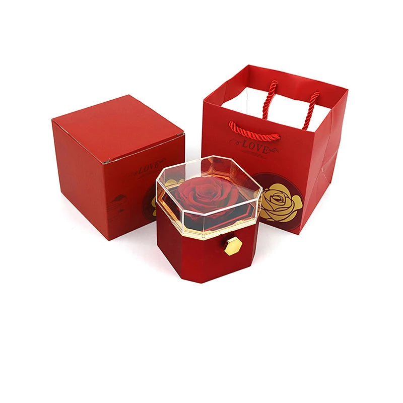 Caixa Rotativa com Rosa Eterna Dia das Mães