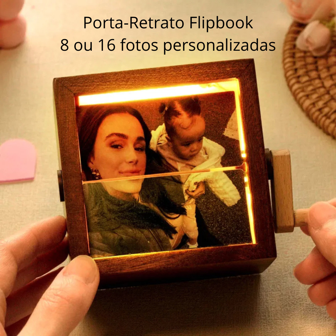 Porta-Retrato Flipbook Personalizado com Luz