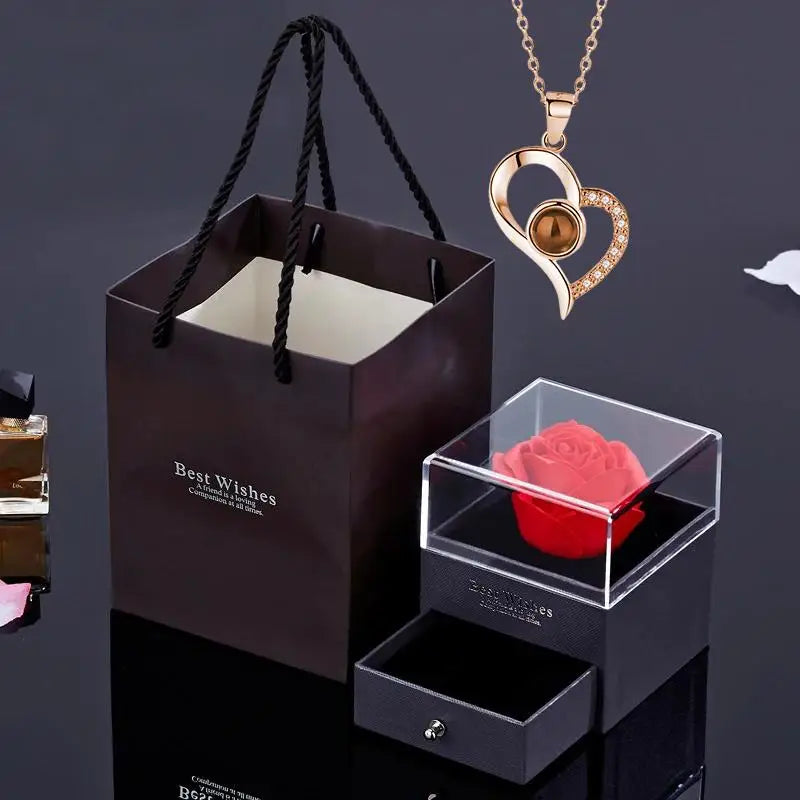 Colar Eu Te Amo 100 Idiomas + Caixa Personalizada