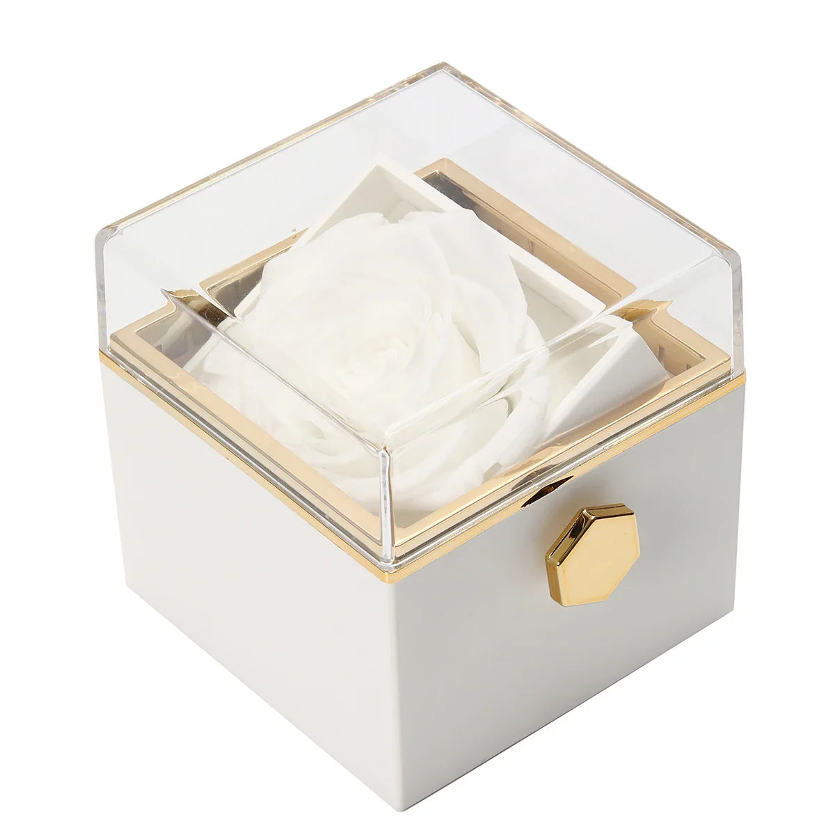 Colar Dois Corações + Caixa Rotativa de Brinde - Cor Branca Exclusiva