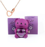 Colar Laço de Amor + Urso com Rosa Eterna