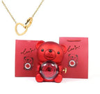 Colar Laço de Amor + Urso com Rosa Eterna