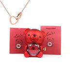 Colar Laço de Amor + Urso com Rosa Eterna