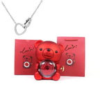 Colar Laço de Amor + Urso com Rosa Eterna