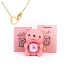 Colar Laço de Amor + Urso com Rosa Eterna