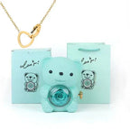 Colar Laço de Amor + Urso com Rosa Eterna