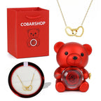 Colar Laço de Amor + Urso com Rosa Eterna