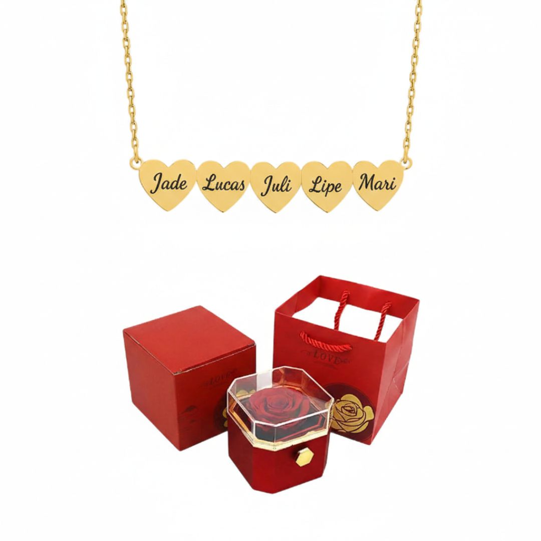 Caixa Rotativa com Rosa Eterna Dia das Mães