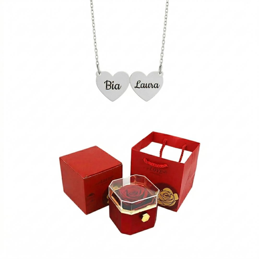 Caixa Rotativa com Rosa Eterna Dia das Mães