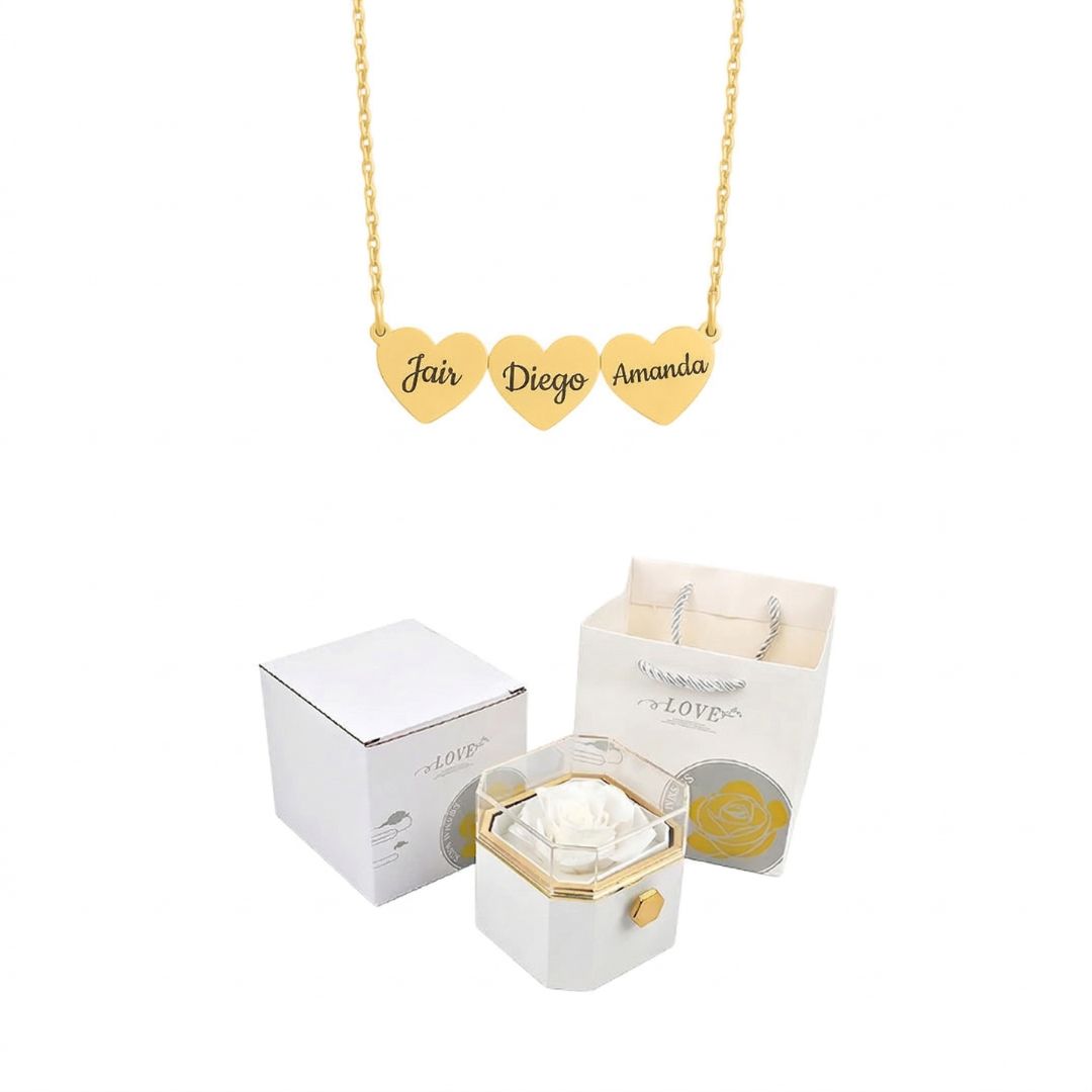 Caixa Rotativa com Rosa Eterna Dia das Mães